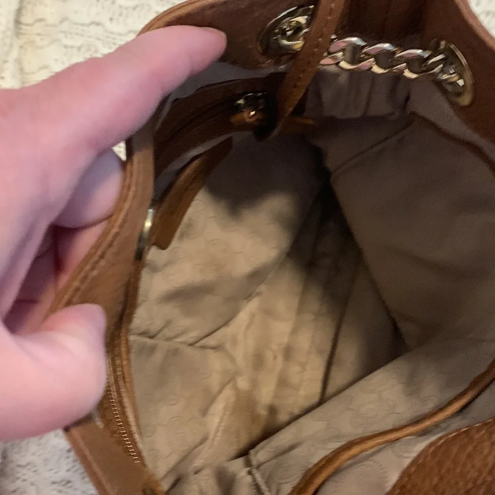 Michael Kors classic brown Pebbled Leather dual‎ Crossbody/shoulder bag